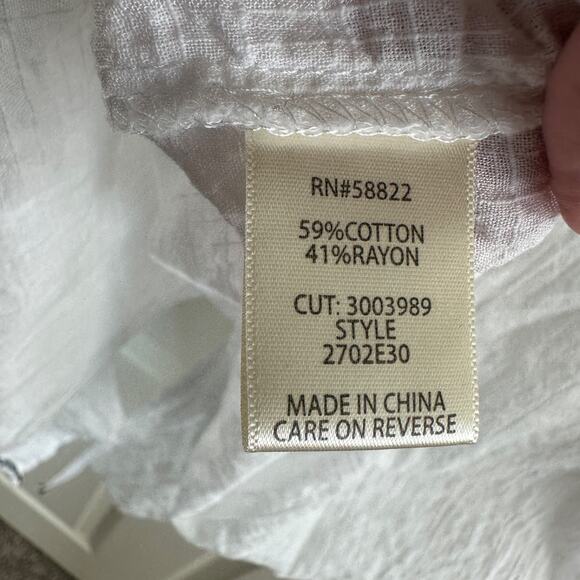 max studio women’s white black embroidered kimono top size m boho peasant blouse - Picture 8 of 8